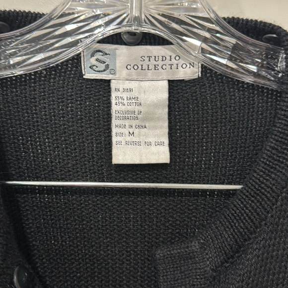 Studio Collection embellished Christmas cardigan Poinsettia sweater M - Picture 4 of 7